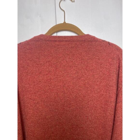 ALAN FLUSSER Pure 100% CASHMERE Mens Argyle Sweater Pumpkin Pullover Crewneck XL - Picture 5 of 9